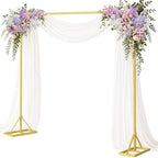 EMART 8FT Square Backdrop Stand Heavy Duty, Gold Metal Pipe and Drape Stand by EMART