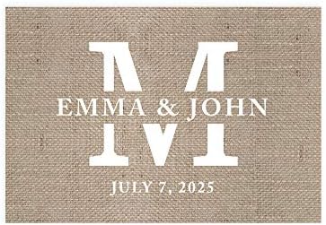 Andaz Press Custom Personalized Disposable Paper Placemats, 12 x 18 Inch, Set of 25, Rustic Burlap Monogram, Tableware, Dining, Tabletop, Table Setting for Wedding, Bridal Shower by AndazPress