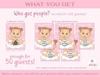Party Hearty Baby Shower Scratch-Off Game, Poopie Emoji Cards - Pink Girl (Pack of 3) - Image 2