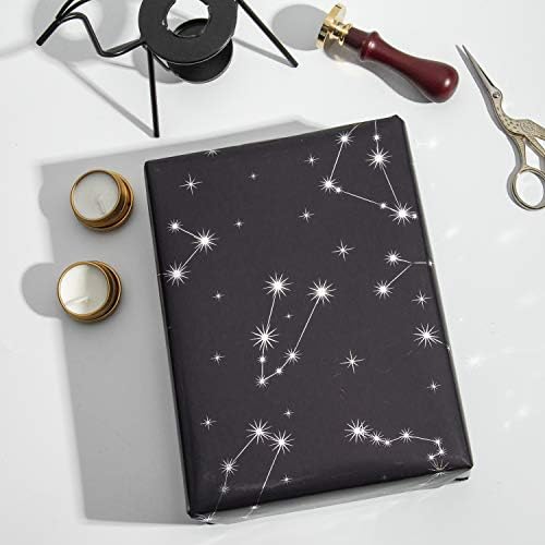 WRAPAHOLIC Reversible Wrapping Paper - 24 Inch X 100 Feet Jumbo Roll Navy and Silver Constellation Print with Metallic Foil Shine, Perfect for Birthday, Party, Baby Shower and More Occasions - Image 5