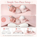 2PC Newborn Photography Butterfly Posing Pillow, Faux Leather Basket Filler - Image 6