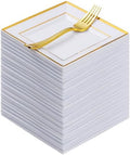 Goodluck 240Pcs 6.5" Square Gold Dessert Plates by GoodLuck