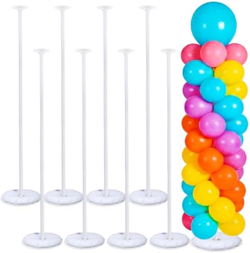 Hicarer 8 Sets Balloon Column Stand Kit, 7ft, White Pole by Hicarer