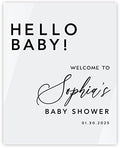 Andaz Press 16"x20" White Acrylic Personalized Baby Shower Welcome Sign, Gender Neutral Large Custom Sign for Easel Stand, Hello Baby Shower Decorations by AndazPress