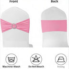 50 Pack Pink Chair Sashes, Light Pink Spandex Chair Bands for Wedding Gender Reveal Party Decor, Baby Pink Bows for Folding Chairs - Image 6