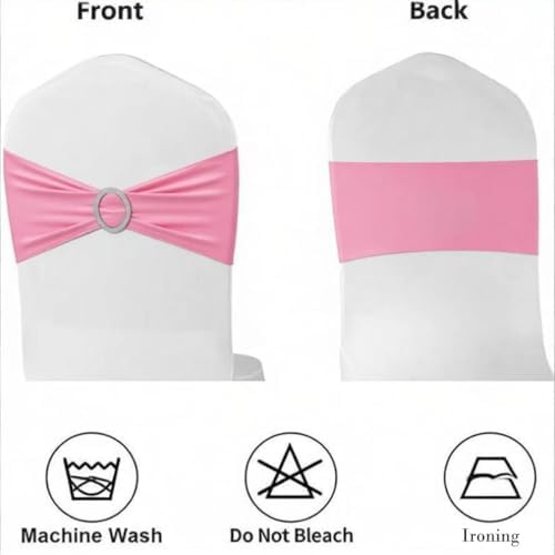 50 Pack Pink Chair Sashes, Light Pink Spandex Chair Bands for Wedding Gender Reveal Party Decor, Baby Pink Bows for Folding Chairs - Image 6