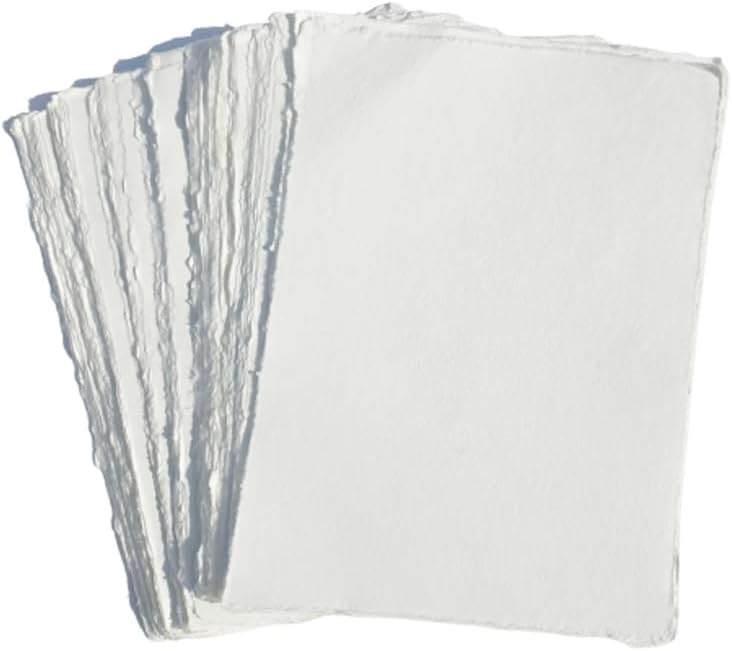 Handmade Cotton Deckle Edge Paper Loose Leaf Sheets 150 GSM Ivory White-501-12x15-50 - Image 2