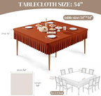 Wish Care Rust Spandex Tablecloths for 54x54 Inch Square Tables, Stretch Fitted Table Clothes with Pleated Ruffle Skirt for 54” Table, Wrinkle Free and Elastic, for Party Kitchen Home Dining - Image 2