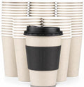 Promora 12 oz Natural Cream Disposable Coffee Cups with Lids & Sleeves, Hot Coffee Cup Sleeves Disposable, Premium Insulated To Go Coffee Paper Cups with Lids & Sleeves (12 oz, Pack of 80) by Promora