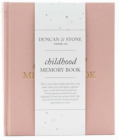 Duncan & Stone Childhood Memory Book for Kids, Prompts, Dusty Rose by DuncanStonePaperCo