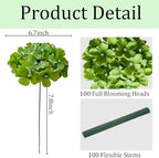 100 Pcs Faux Deep Green Hydrangea Artificial Flowers Bulk, Fake Silk Hydrangea Flowers Heads with Stems for Wedding Decorations Garden Party Baby Shower Porch Home Decor Table Centerpieces - Image 3