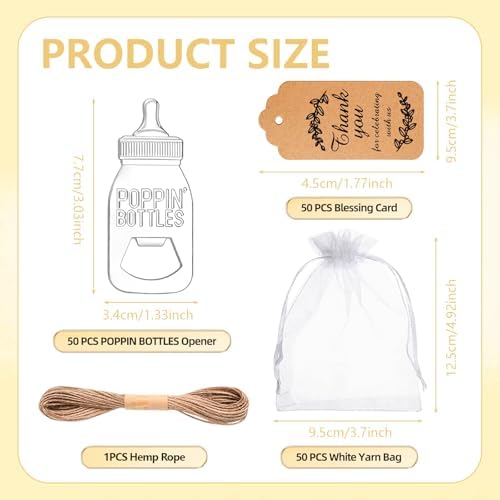 50 Pcs Silver Poppin Bottle Opener Baby Shower Favors for Guest - Image 2