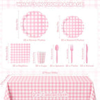 222Pcs Pink Gingham Baby Shower Decorations for Girl - Image 2
