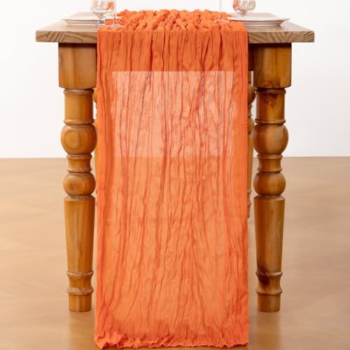 DeZerlor Orange Cheesecloth Table Runners 10 Pack Summer Boho Runners - Image 4