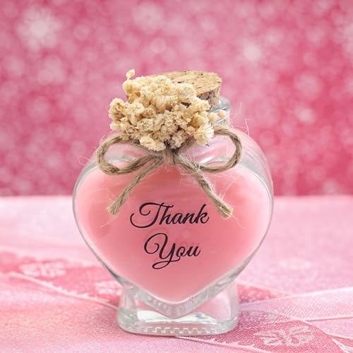Wedding Favor guest Bulk, Set of Heart Glass Candle Party with custom sticker and dried flowers Bridal Party, Baby shower gifts (Pink, Set of 50) - Image 2