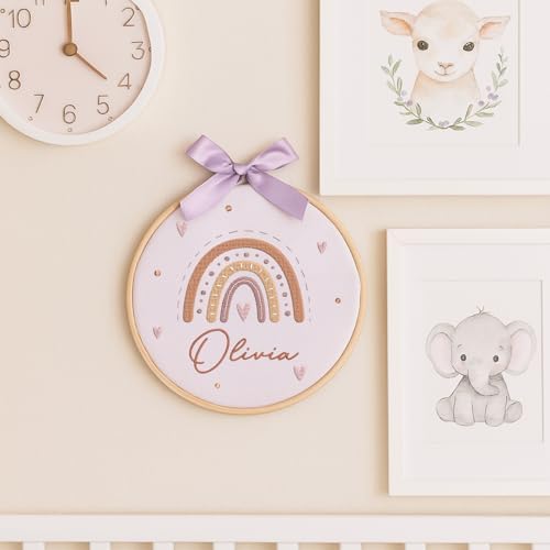 Embroidery Baby Name Sign, Personalized Welcome Baby Hoop Sign with Bow, Custom Baby Name Sign for Hospital, Infant Baby Shower Gifts New Parents (07) - Image 7