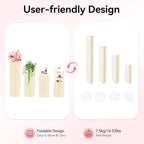 4 Pcs Foldable Cardboard Cylinder Stands – 15.7", 23.6", 31.5", 39.4" Tall Round Display Pedestals, 66 lbs Load Capacity, White Paper & PVC Party Centerpiece for Wedding Party Garden Event Decor - Image 5