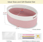2 Pack Small Woven Basket with Gift Bags and Ribbons, Empty Baby Gift Baskets for Kids Women Men, Shelf Storage, Small Cat Dog Pet Toy Boxes, 13”x 9”x 5.5” - Image 5
