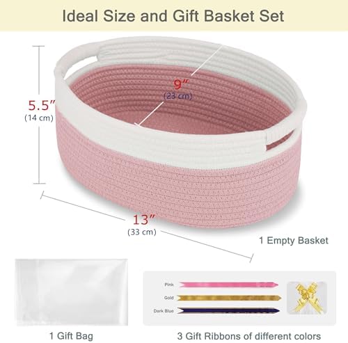 2 Pack Small Woven Basket with Gift Bags and Ribbons, Empty Baby Gift Baskets for Kids Women Men, Shelf Storage, Small Cat Dog Pet Toy Boxes, 13”x 9”x 5.5” - Image 5