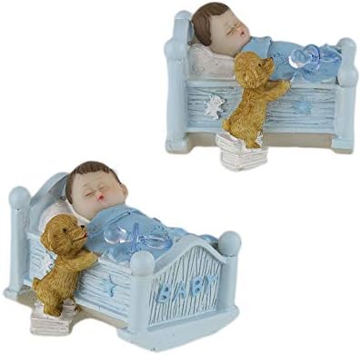 Keepsake Figurine 12 pcs Baby Boy Napping in Crib with Puppy | Awesome Decorations or Party Favors | for Pregnancy Announcements, Gender Reveals, Birthday and Special Celebrations - Image 2
