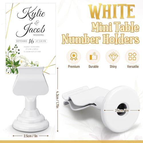 Kathfly 36 Pcs Table Number Holders Metal Place Card Clip,White - Image 2