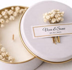 Personalized Natural Soy Wax Wedding Favor Candle Gift Set for Guest - Fall Winter Christmas Custom Dried Flower Bridal Baby Shower Gifts in Bulk (Yellow Flower, 80 Pieces) - Image 4