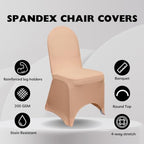 YOUR CHAIR COVERS - 6 Pack Peach Stretch Spandex Banquet Wedding Slip Chair Covers - Premium Quality - Image 2