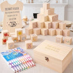 Baby Shower Block Decorating Kit 79 Pcs with Markers Sign Box - Image 2