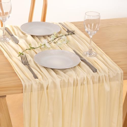 Cheesecloth Table Runner Beige Cream Fall Wedding Table Runner 10ft, 8 Pack - Image 2