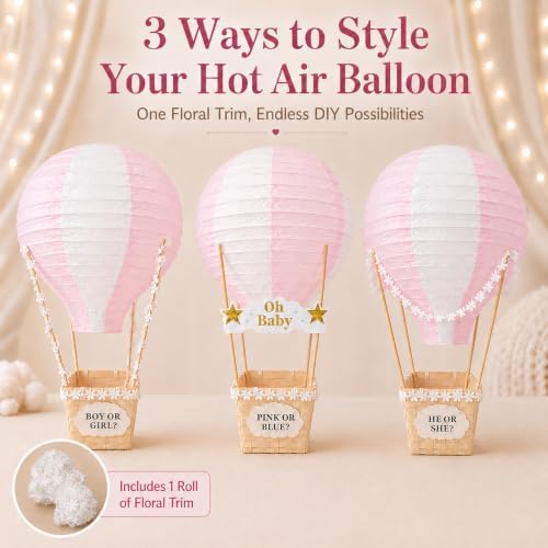 Light Pink Hot Air Balloon Decorations for Baby Shower Table Centerpieces - Image 3