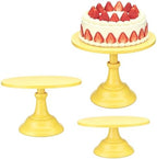 3 PCS Yellow Round Cake Stand Set, Multi Size Metal Cupcake Holders Stand for Birthday Wedding Banquets, Pastry Display Holders for Holiday Party Dessert Display Table Decor (8"/10"/12" Plate) by NIANDAIJING