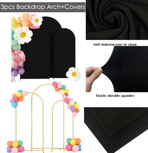 HAINARverS Set of 3 Arch Backdrop Stands with Covers, Black, 6/6.6/7.2FT - Image 4