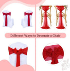 MDS Pack of 125 Chiffon Chair Sashes for Wedding & Event Décor - Red - Image 4