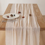 6Pcs Light Beige Cheesecloth Table Runner 120 Inches for Party Home Decor - Image 3