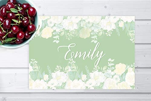 Andaz Press Custom Personalized Disposable Paper Placemats, 12 x 18 Inch, Set of 25, Mint Green Floral, Tableware, Dining, Table Setting for Wedding, Bridal Shower, Baby Shower, Party, Holiday - Image 4