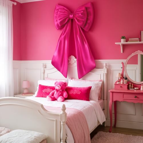 Sosation Hot Pink Large Bow Decor Big Bow for Backdrop 24x43 in - Image 5