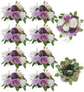 BLOSMON Artificial Flowers Ball Wedding Centerpieces 10 Pcs Lilac Rose Artificial Flower Center Pieces Decoration for Table Silk Kissing Ball Faux Floral Bouquet Arrangements for Home Party DIY Decor by Blosmon