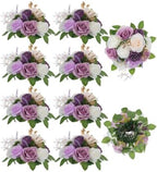 BLOSMON Artificial Flowers Ball Wedding Centerpieces 10 Pcs Lilac Rose Artificial Flower Center Pieces Decoration for Table Silk Kissing Ball Faux Floral Bouquet Arrangements for Home Party DIY Decor by Blosmon