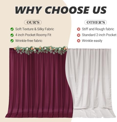 40ft x 10ft Burgundy Backdrop Curtains, Wrinkle-Free Sheer Chiffon Fabric Photo Backdrop Drapes for Wedding Arch Party Ceremony Stage Photography Decorations - Image 7