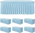 6 Pack Baby Blue Spandex Table Covers 6ft Rectangle Ruffle Skirts for Party by HolidayIdeas