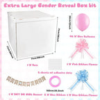 28in Giant Gender Reveal Gift Box with 40 Pcs Pink Balloons for Girls - Image 2