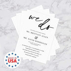 Canopy Street Personalized We Do Invitations / 25 Custom Modern Wedding Invites With White Envelopes / 5" x 7" Flat Simple Black And White Engagement Party Invitation/Made In The USA - Image 6