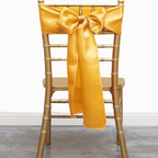 50 Pack Satin Gold Chair Sashes, Gold Chair Bows for Chairs for Wedding Party Decoration, Satin Chair Ribbons for Banquet Hotel Kitchen Decor - Image 3