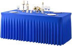 Royal Blue Table Cloth for 6 Foot Rectangle Tables Fitted Stretch Spandex Table Cover with Skirt 6ft Baby Shower Birthday Party Banquet Ruffle Tablecloth Wedding Table Cloths Desk Skirt - Image 6