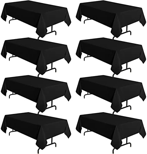 sancua 8 Pack Black Tablecloths 60x102 Inch for 6 Feet Rectangle Tables by sancua