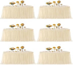Champagne Tablecloth Rectangle Table Cover for 6 Foot Table, Champagne Tulle Table Skirt Rectangle Table 6ft Stretch Tulle Tablecloth Fitted Elastic Banquet Party Wedding Table Cloth for 6 Foot Table by HBBMAGIC