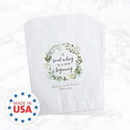 Canopy Street Personalized Greenery Wreath Treat Bags / 50 Custom Event Dessert Bags / 5 3/4" x 8" Watercolor Floral Cookie Holder Wedding Anniversary Favor/Made In The USA - Image 6