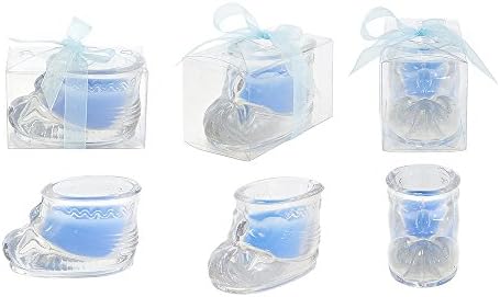 Lunaura 12 pcs Scented Baby Powder Blue Glass Baby Bootie Container Candles, Palm Wax Candle, Baby Shower Gifts, Decorative Accent, Home Décor, Memory Keepsake, Party Favors, Centerpieces - Image 2