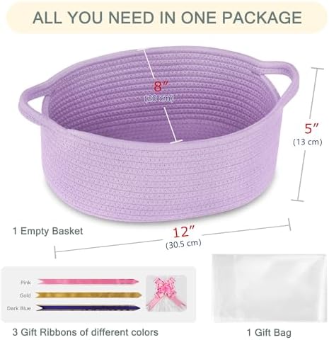 COMSE Small Woven Basket with Gift Bags and Ribbons, Gift Basket Empty, and Large Storage Basket, Large Blanket Baskets, Laundry Hampers - Image 2