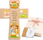 Onism Wooden Wall Cross for Baby Girl, Nativity Baptism Gift, 8 in Hardwood by Onism